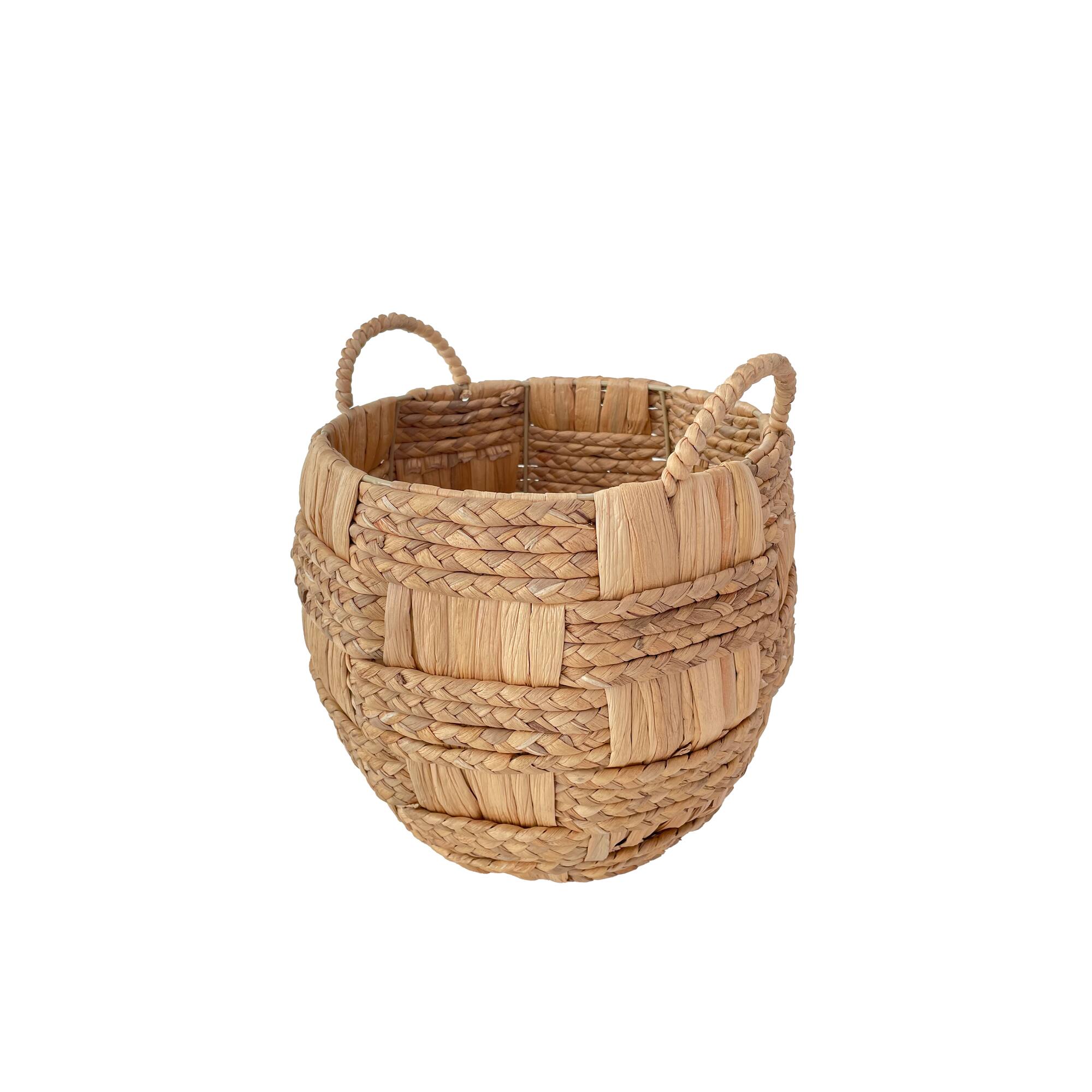 11.75" Braided Woven Water Hyacinth Basket with Handles by Ashland®